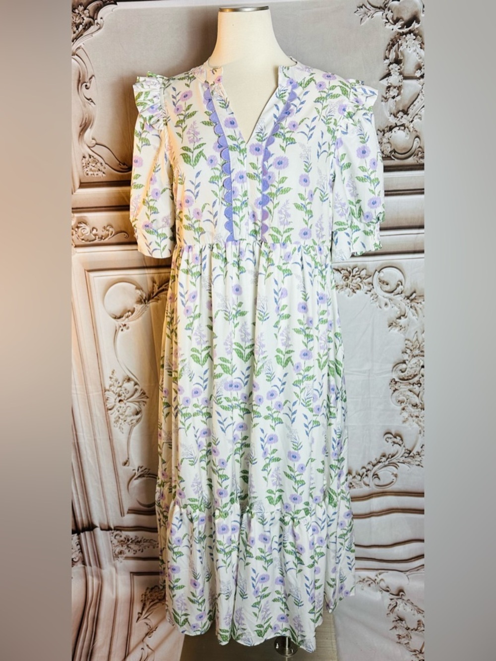 Beeson River White Dress with Lavender Floral Print - Picture 2 of 13